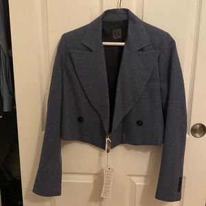 Net-a-porter (YOOX) cropped blue suit jacket